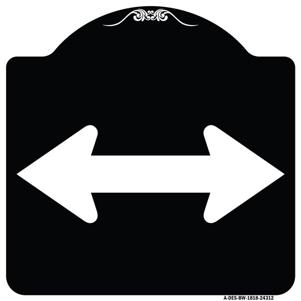 Bidirectional Arrow Black Heavy-Gauge Aluminum Architectural Sign, 18" x 18", BW-1818-24312